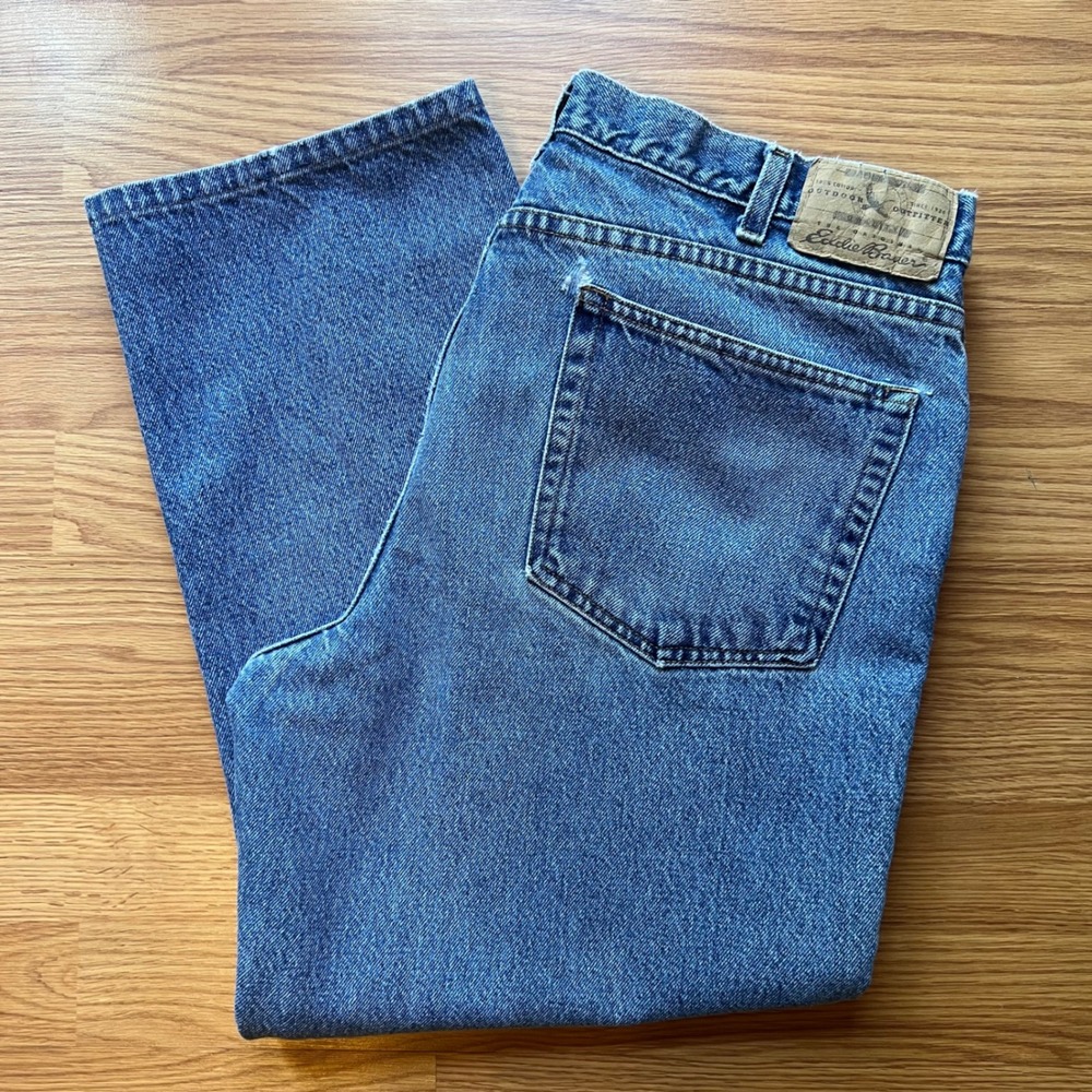 Vintage Eddie Bauer Mens Straight Leg Denim Jeans Blue Cotton Workwear Wash